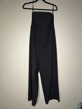 White House Black Market WHBM Black Strapless Draped Overlay Jumpsuit  Size 6-19